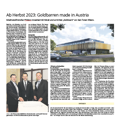 Ab Herbst 2023- Goldbarren made in Austria